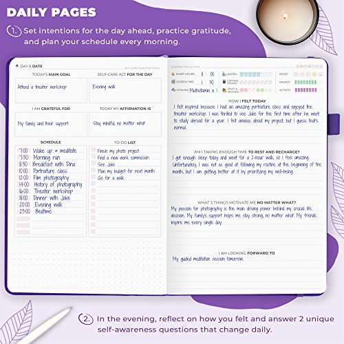 Clever Fox Self-Care Journal – Daily Reflection Notebook – Mental Health & Personal Development Planner, Meditation & Mood Log, A5 (Purple) - color: Purple, size: A5 (5.8'' x 8.3'')