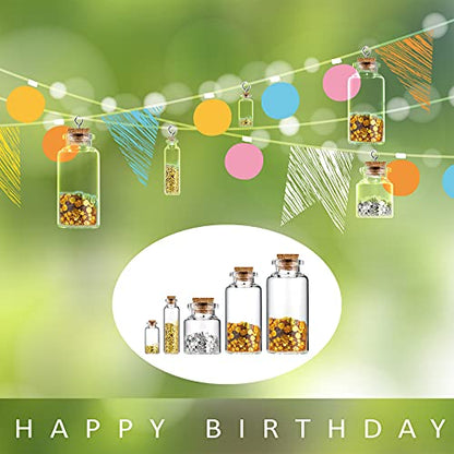 Geiserailie 45 Pcs Mini Glass Bottles with Cork Stoppers Spell Jar Mini Glass Vials Potion Bottles Clear Wishing Jars with 50 Eye Screws 3 Funnels for Party Favors DIY Art Crafts Decoration(Medium) - size: Medium