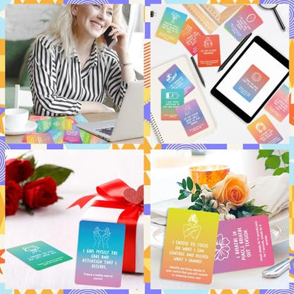 Mindfulness Cards, 50-Piece Cards, Paper Motivational Card with Gradient Design for Self-Reflection, Personal Growth, Team Motivation, Teens, Adults