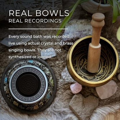 SIBŌ Digital Singing Bowl | 20 Preloaded Sound Baths from Real Crystal & Tibetan Singing Bowls | Meditation, Sleep & Deep Relaxation | No Phone Required