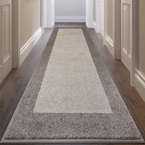 Machine Washable Runner Rug 32" x 96", Non Slip Kitchen Mat for Floor, Absorbent Entryway Rug for Kitchen, Bedroom, Living Room, Hallway, Door (Roll Packing) - color: Beige, size: 32" X 96"