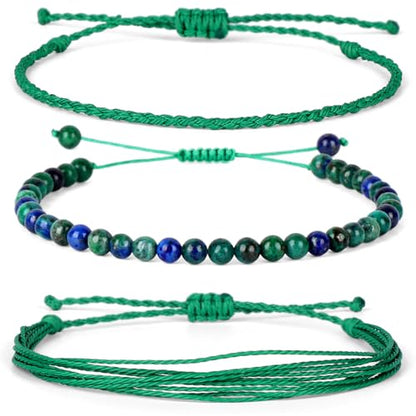 QOGIR Handmade Healing Bracelet,6mm Natural Gem Stone Bracelet rope bracelet - color: Chrysocolla Lapis(Stone of breadth), size: 4mm