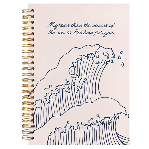 BearCake Mental Health Journal Notebook- Mightier Than The Waves,motivational gifts,Journal,motivational journals for women,Spiral Notebook 5.5x8.3 - color: Bible-sea wave physiotherapy