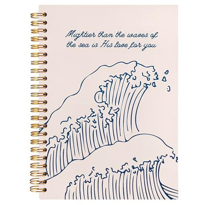 BearCake Mental Health Journal Notebook- Mightier Than The Waves,motivational gifts,Journal,motivational journals for women,Spiral Notebook 5.5x8.3 - color: Bible-sea wave physiotherapy