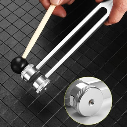 Tuning Forks for Sound Therapy (128Hz, 256Hz, 512Hz) for Yoga, Meditation, Stress Relaxation, Health Care and Musical Instrument, With Cloth Pouch,Silicone hammer, a Repair Tool and Cleaning Cloth
