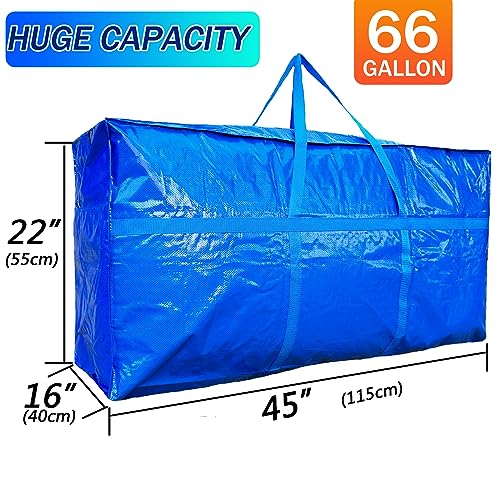66 Gallon Extra Large Storage Bags, Huge Moving Bags Heavy Duty with Zipper and Stronger Handles, Big Foldable Duffle Bag for Travel - Waterproof Material Protects from Dust and Moisture - Storage