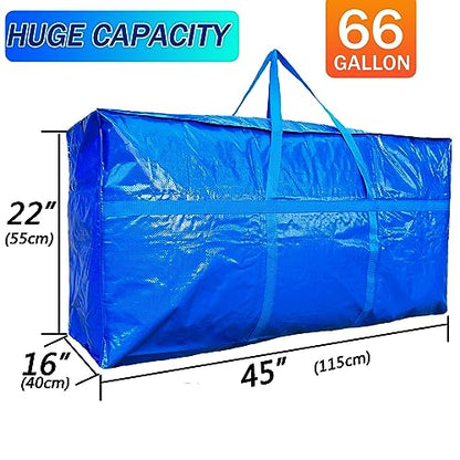 66 Gallon Extra Large Storage Bags, Huge Moving Bags Heavy Duty with Zipper and Stronger Handles, Big Foldable Duffle Bag for Travel - Waterproof Material Protects from Dust and Moisture - Storage