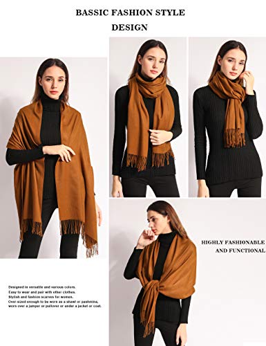 Pashmina Shawl Women Winter Scarf Warm Wedding Wraps Ladies Scarves for Evening Dresses - color: Coffee