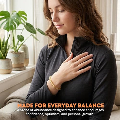 Cherry Tree Collection Tigers Eye Bracelets Plus Over 40 Other Stones – Gemstone Beads for Men & Women, Promotes Protection, Courage, Focus, Balance & Luck – Available in S, M, L with 8mm Round Beads - color: Citrine, size: Large