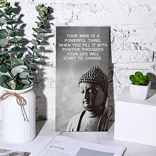 Blulu 2 Pcs Buddha Quote Decor Buddha Inspirational Quote Wall Art Meditation Room Chakra Decor Zen Wooden Hanging, Spiritual Gift for Home Yoga Living Room Women(Start to Change) - style: Start to Change