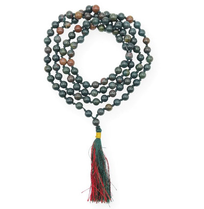 GEMSCITE Japa Mala 108 Prayer Beads Perfect for Meditation Spiritual Mala Necklace & Wrist Mala Bracelet - color: Bloodstone, size: Hand Knotted