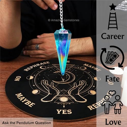 Amazing Gemstone Aqua Aura Quartz Crystal Pendulum for Divination - Certified Dowsing Crystals and Healing Stones for Chakra Balancing and Meditation - Enhance Reiki Spiritual Growth - color: Aqua Aura Quartz