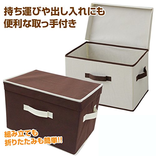 Yamazen YTCF-1PF(BR) Anywhere Storage Box, Width 15.0 x Depth 9.8 x Height 9.8 inches (38 x 25 x 25 x 25 cm), Handle and Lid Included, 1 Piece, Brown - color: brown (ivory handle)