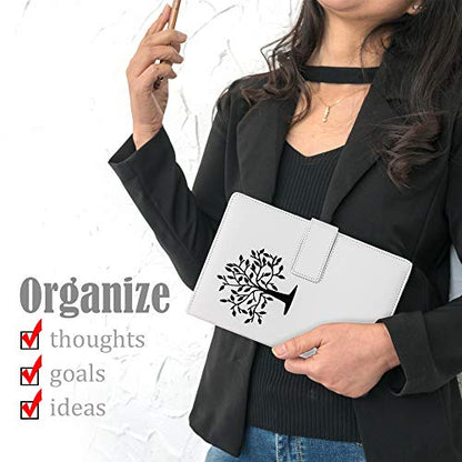 The Amazing Office Tree of Life Journal – Refillable 5x8 Writing Notebook with 200 Lined Pages, Magnetic Clasp | Personal Diary, Cute Journal for Women and Men, Ideal Gift or Daily Planner - color: White