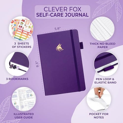 Clever Fox Self-Care Journal – Daily Reflection Notebook – Mental Health & Personal Development Planner, Meditation & Mood Log, A5 (Purple) - color: Purple, size: A5 (5.8'' x 8.3'')