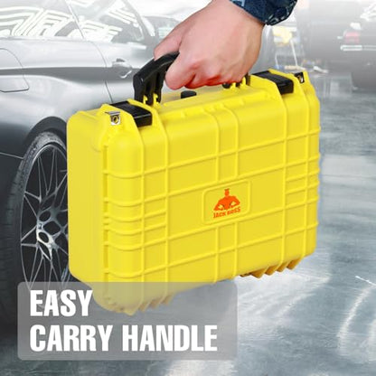 Jack Boss 16x 12.8x 6.8 Inch Hard Case, Portable Weather Waterproof Protective Camera Case with Customizable Foam, Fit Use of Drones, Camera, Equipments, Yellow - color: YELLOW, size: 16x12.8x6.8 in