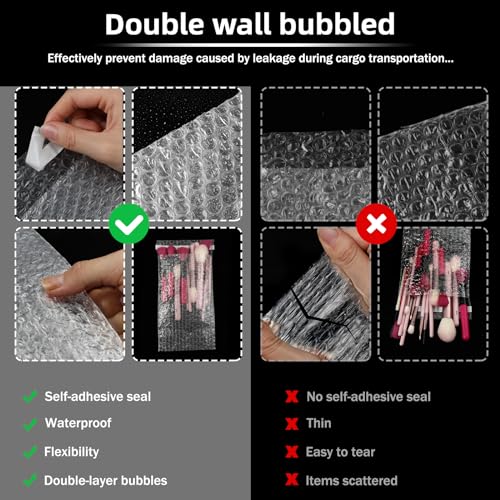 Frienda 300 Pcs Clear Self Sealing Bubble Cushion Bags Double Wall Bubble Pouch Bag Plastic Shockproof Protective Packing Bags for Small Business Moving Shipping Packaging Storage(Mixed Sizes) - size: Mixed Sizes