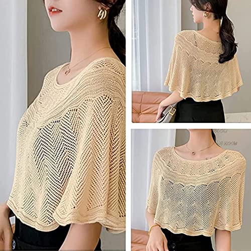 Knitted Sun-Proof Ice Silk Shawl, Knitted Sun-Proof Shawl, Summer Hollow-Out Knit Shawl Wraps, Silk Shawl