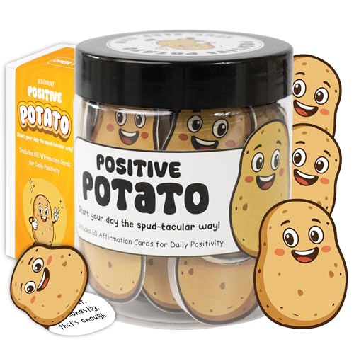 Positive Potato Jar, 60 Emotional Supports Potato Affirmation Cards, Farewell Gift for Coworkers, Encouragement Gift for Women, Teens, Friends, Home, Kitchen, Office Desk Decor - color: Positive Potato