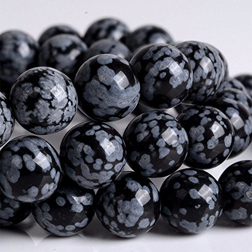 Justinstones Gem Semi Precious Gemstone 8mm Round Beads Stretch Bracelet 7 Inch Unisex - color: Snowflake Obsidian