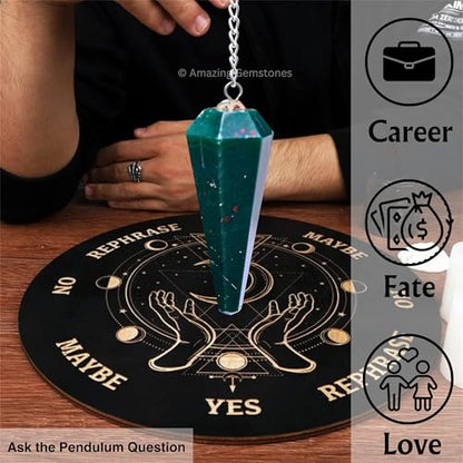 Amazing Gemstone Bloodstone Crystal Pendulum for Divination - Certified Dowsing Crystals and Healing Stones for Chakra Balancing and Meditation - Enhance Reiki Spiritual Growth - color: Bloodstone