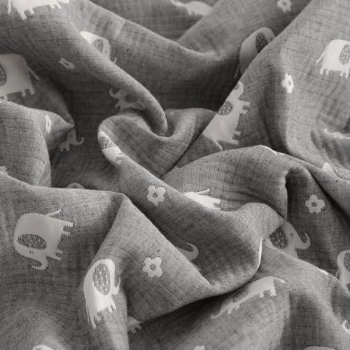 NTBAY 3 Layer Oversized Muslin Cotton Toddler Blanket, Jacquard Reversible Nursery Bed Blanket, Super Soft and Thermal for All Seasons, Baby Gift, 45"x60", Dark Grey Elephant - color: Dark Grey Elephant, size: 45x60 Inch (Pack of 1)