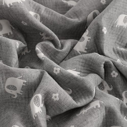 NTBAY 3 Layer Oversized Muslin Cotton Toddler Blanket, Jacquard Reversible Nursery Bed Blanket, Super Soft and Thermal for All Seasons, Baby Gift, 45"x60", Dark Grey Elephant - color: Dark Grey Elephant, size: 45x60 Inch (Pack of 1)
