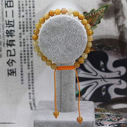 Keleny Natural Gemtone 6mm Round Beads Crystal Adjustable Braided Macrame Tassels Bracelets Unisex - color: Multicolor Yellow Quartzite