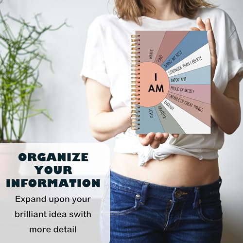 BearCake Positive Affirmations Gifts, Inspirational Motivational Notebook Journal, Boho Sunshine Notebook Journal, Inspirational Gifts for Women, I am Brave Kind Hardcover Spiral Notebook 5.5x8.3 Blue - color: physiotherapy-I am deep blue