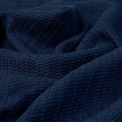 COTTON CRAFT Soft Cotton Thermal Blanket - Plush Herringbone Twill - All Season Luxurious Breathable Skin Friendly Lightweight Cooling Throw Blanket - Sofa Couch Travel Camping Dorm - Full Queen Navy - color: Navy, size: Full-Queen