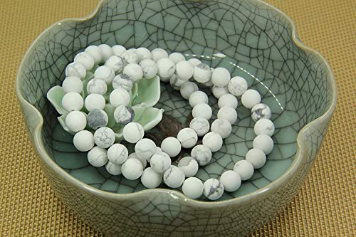 Angelstones Handmade Natural Healing Gemstone 8mm Round Beads Stretch Crystal Bracelet 7 Inch Unisex - color: Matt howlite