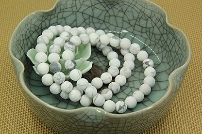 Angelstones Handmade Natural Healing Gemstone 8mm Round Beads Stretch Crystal Bracelet 7 Inch Unisex - color: Matt howlite