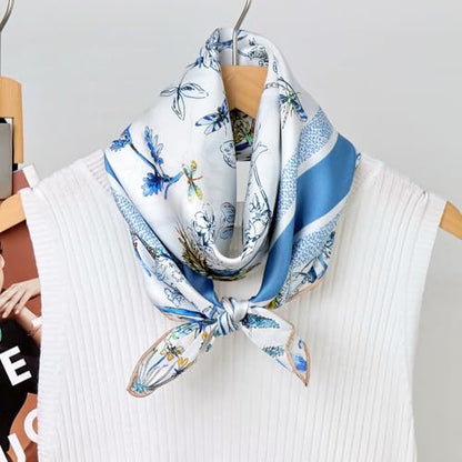 100% Pure Mulberry Silk Scarf 35" Large Square Lightweight Headscarf –Women’s Hair Wraps-With Gift Packed