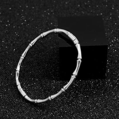 Stainless Steel Bamboo Design Bracelet Titanium Steel Bangle - color: Bamboo Silver
