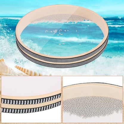 2-Piece 12 Inch Poplar Wood Ocean Drum Set for Sound Healing and Home Decor - size: 12 Inch