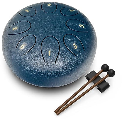 Steel Tongue Drum 6 Inch 8 Notes, Rain Drum Style Calming Percussion Instrument for Relaxation & Meditation, Musical Gift for Adults & Beginners(Navy) - color: Navy