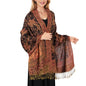 MUQU Women Pashmina Shawls and Wraps Scarf Soft Silky Reversible Paisley Scarves Shawl for Women - color: Black+red