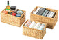 Natural Woven Water Hyacinth Wicker Rectangular Storage Bin Basket with Handles, Set of 3 - size: Set of 3
