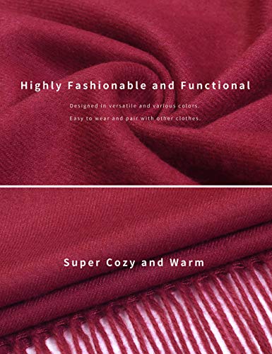 Pashmina Shawl Women Winter Scarf Warm Wedding Wraps Ladies Scarves for Evening Dresses - color: Wine Red