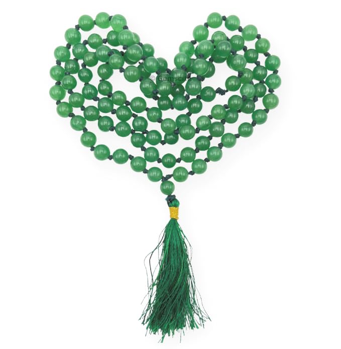 GEMSCITE Japa Mala 108 Prayer Beads Perfect for Meditation Spiritual Mala Necklace & Wrist Mala Bracelet - color: Green Aventurine, size: Hand Knotted