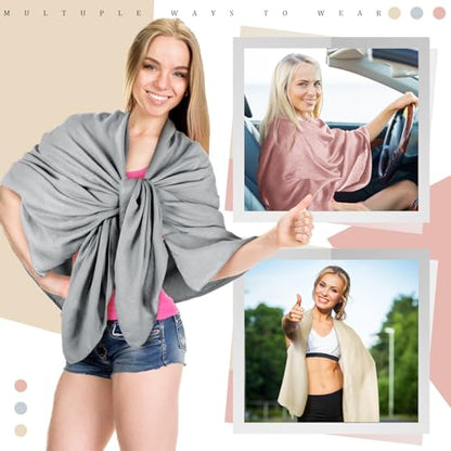 Patelai Sun Shawl Sun Protection Beach Travel Shawl Women's Beach Wraps for Women Travel Essentials - color: Gray,pink,cream, size: 79 x 32 Inch