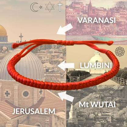 Red String Bracelet, Protection, Luck and Love, Handmade in the Holy Land, Hindu, Buddhist and East Asian Faith Symbol, Evil Eye Strand for Men and Women, Spiritual and Adjustable Bracelet, with CoA - style: Red String Bracelet - Vajra Knots