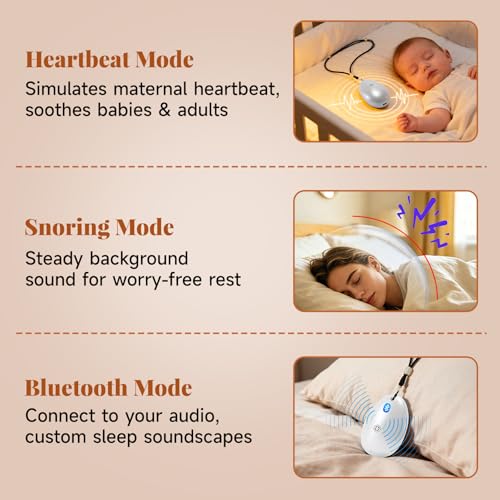 Sleep Sound Machine - Bone Conduction Portable White Noise Player, Rechargeable Handheld & Pendant Personal Audio Device, Calming Sound for Relaxation, Focus for Adults & Kids