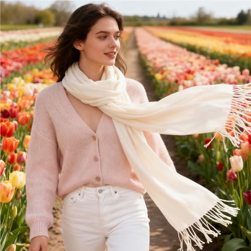 Thin Fashion Scarves for Women Spring Summer Sunprotection Lightweight Large Scarf Shawls Fall Neck Warm Wraps - color: Beige-thin