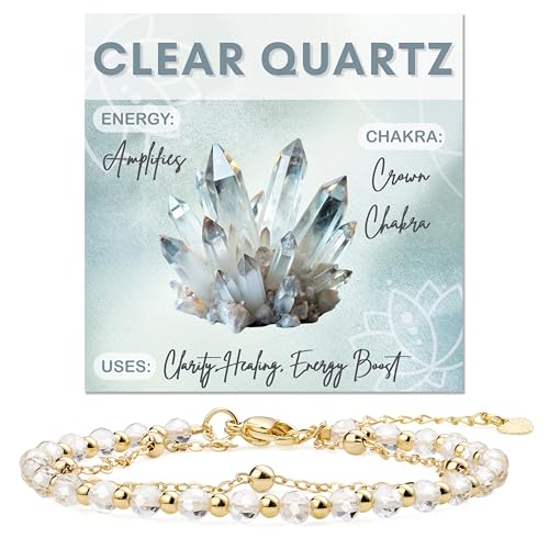 Farfume Crystal Bracelet Beaded Bracelets 4mm Natural Stone Beads Gemstone Handmade Jewelry Gift for Women - color: Clear Quartz-steadfast&vitality