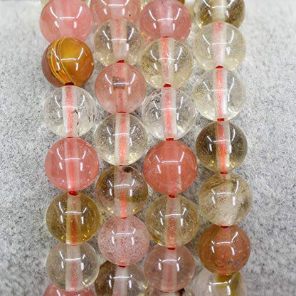 Keleny Gem Semi Precious Gemstones 8mm Natural Quartzite Stone Round Beads Crystal Stretch Bracelet 7 Inch Unisex - color: Synthetic Volcano Cherry Quartzite