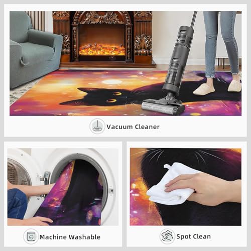 Cat Rug - 4x5 Rug, Fun Cats Rugs for Living Room Bedroom, Animal Washable Rugs, Non Slip Classroom Carpet, Soft & Low-Pile - color: Cat#91, size: 4' x5' (Rectangular)