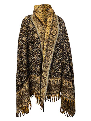 LUXURY HANDMADE OVERSIZE BLACK YELLOW COLOUR Yak Wool Shawl MEDITATION Blanket stole unisex Travel Wrap Soft gift for her