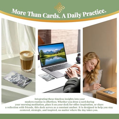 50 Ancient Wisdom Inspiration Cards - Daily Affirmation Deck for Mindful Strategy & Leadership - Premium Glossy Insight Cards for Personal Growth, Success & Inner Peace (Jade) - color: Jade