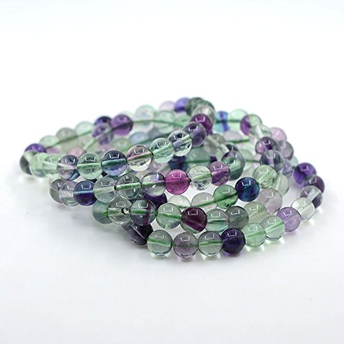 Justinstones Gem Semi Precious Gemstone 8mm Round Beads Stretch Bracelet 7 Inch Unisex - color: AA Clear Fluorite